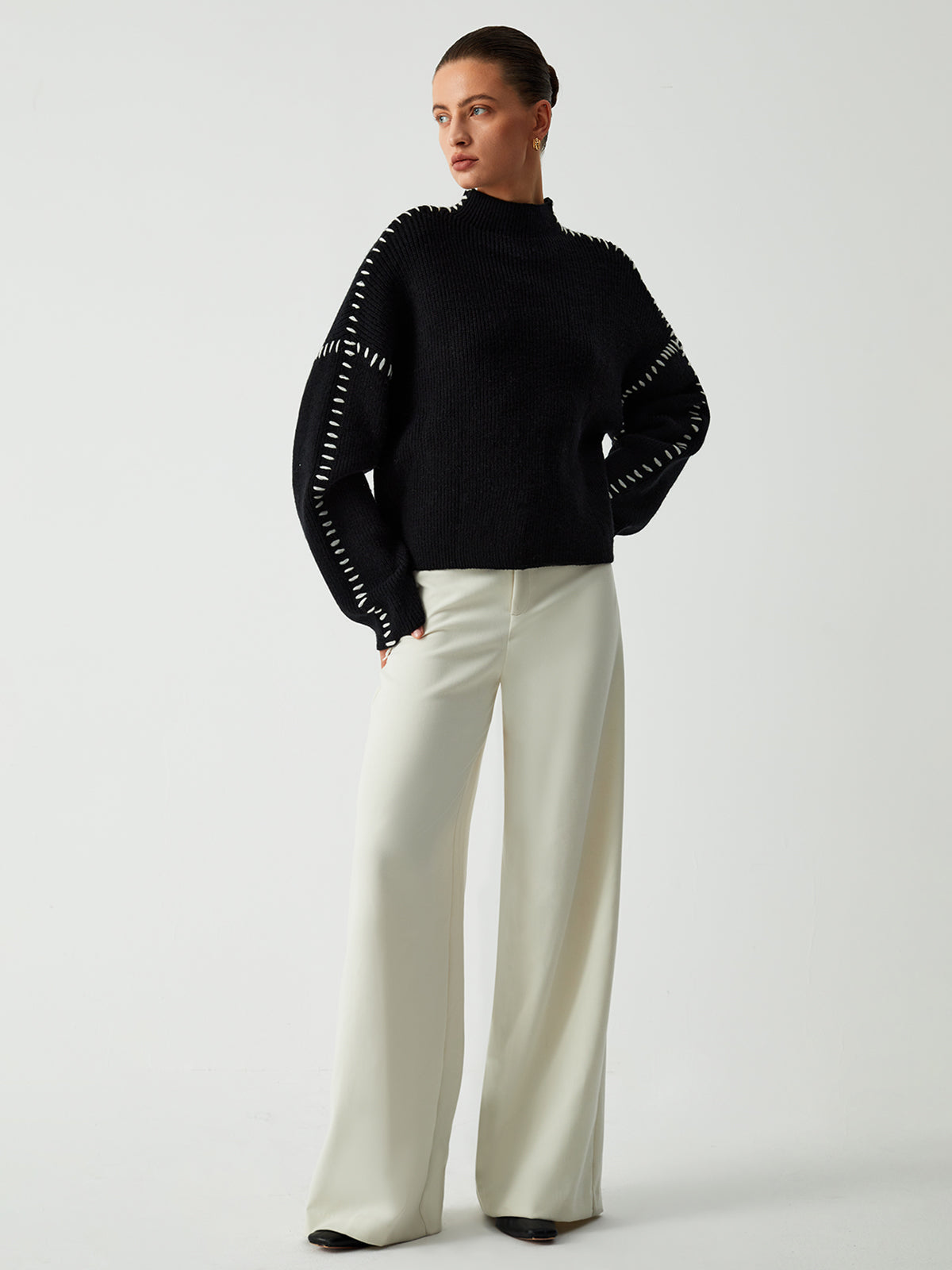 Alma | Jersey oversize de cuello alto con detalles de piqué