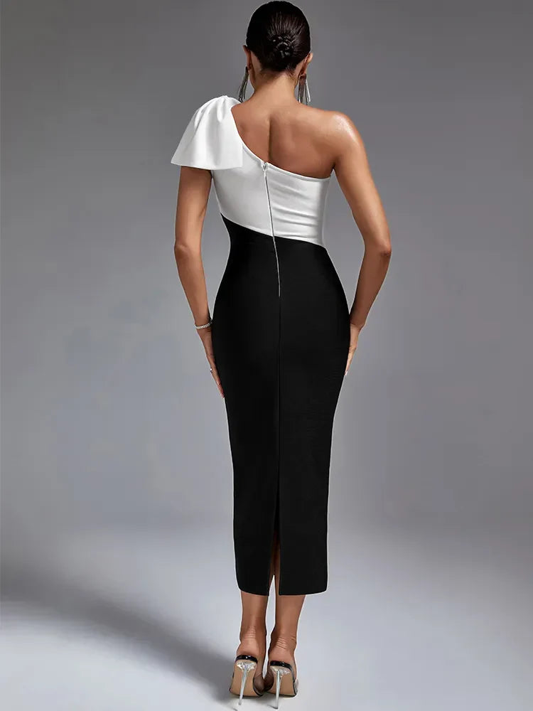 Féline | Vestido lazo blanco negro