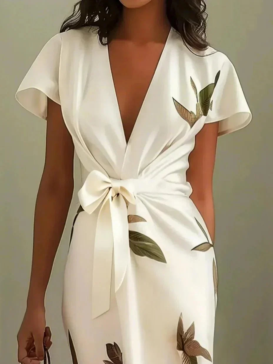 Juana | Vestido elegante cruzado con estampado floral