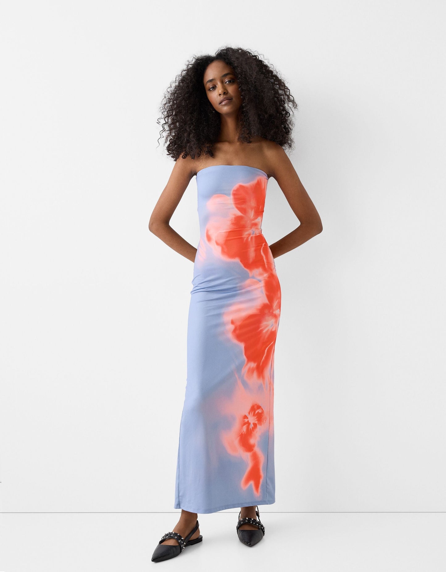 Saskia | Vestido bandeau con estampado floral