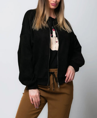 Juanita | Chaqueta informal con cremallera y cuello redondo.