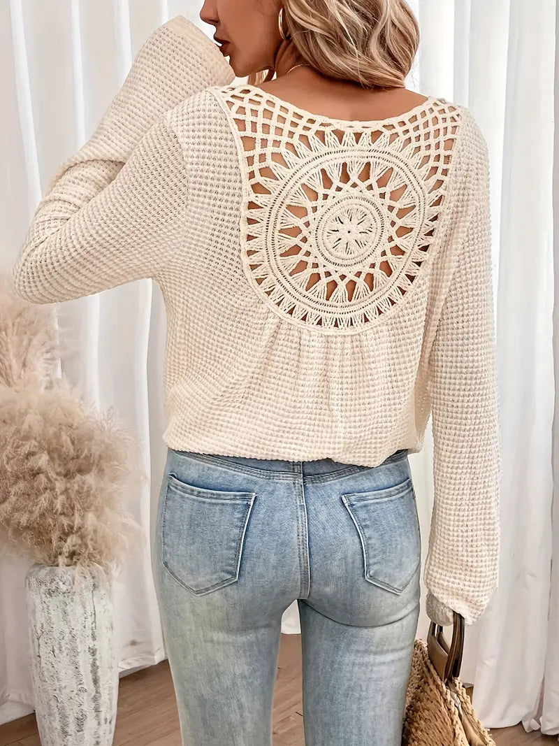 Sacha | Elegante camiseta con cuello en V y tejido de gofre