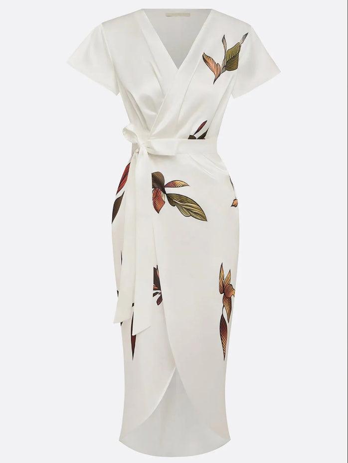 Juana | Vestido elegante cruzado con estampado floral