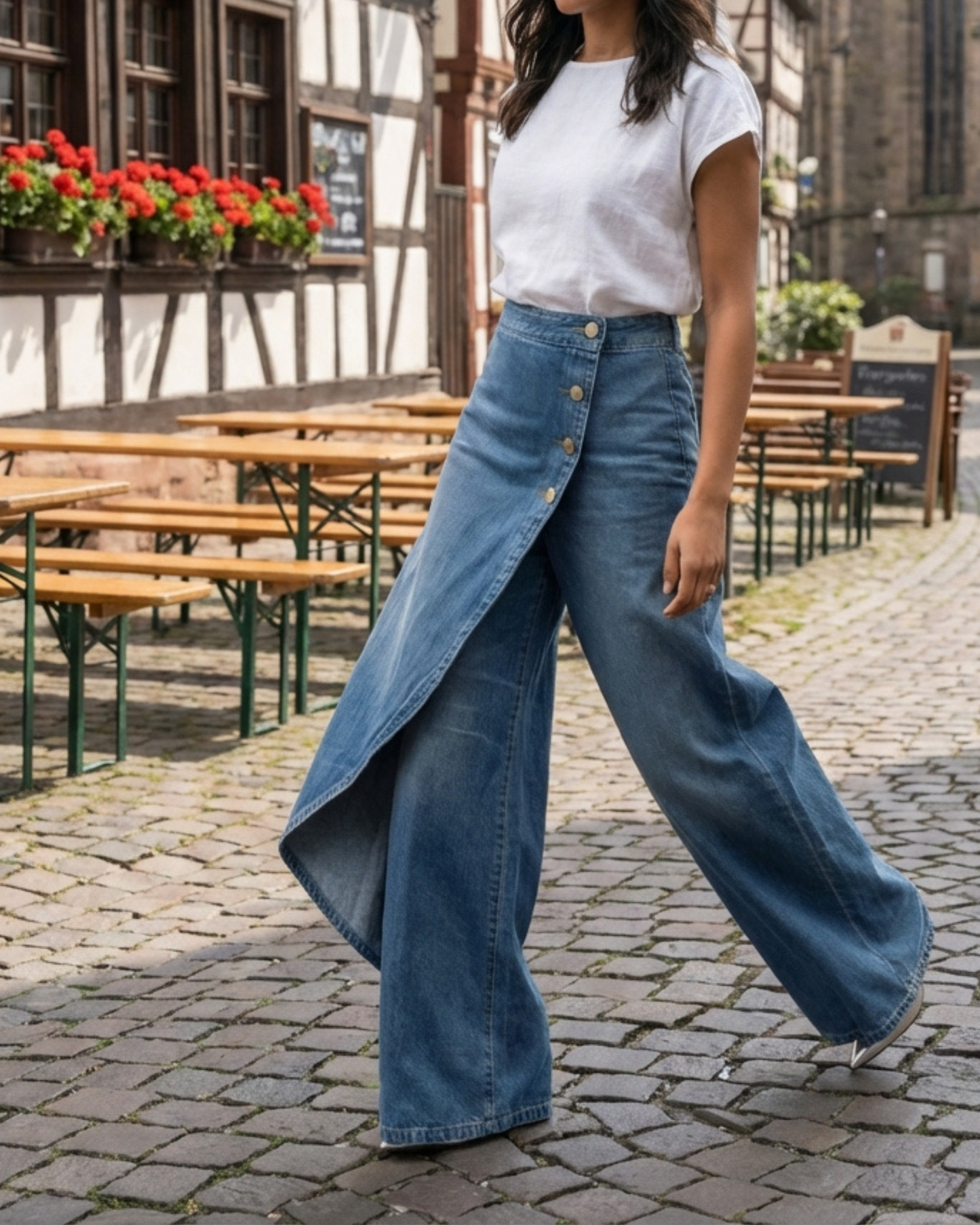 Lule | Falda denim asimétrica con botones