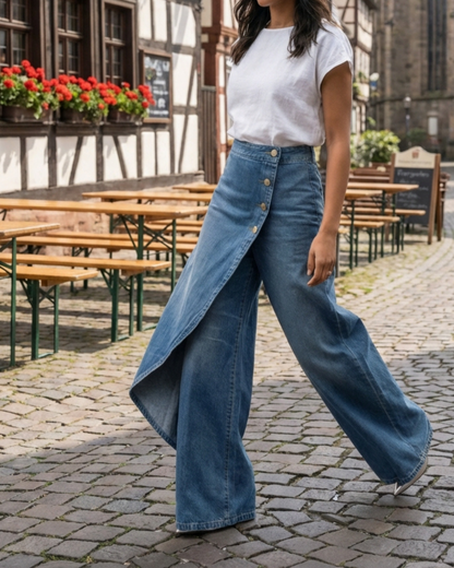 Lule | Falda denim asimétrica con botones