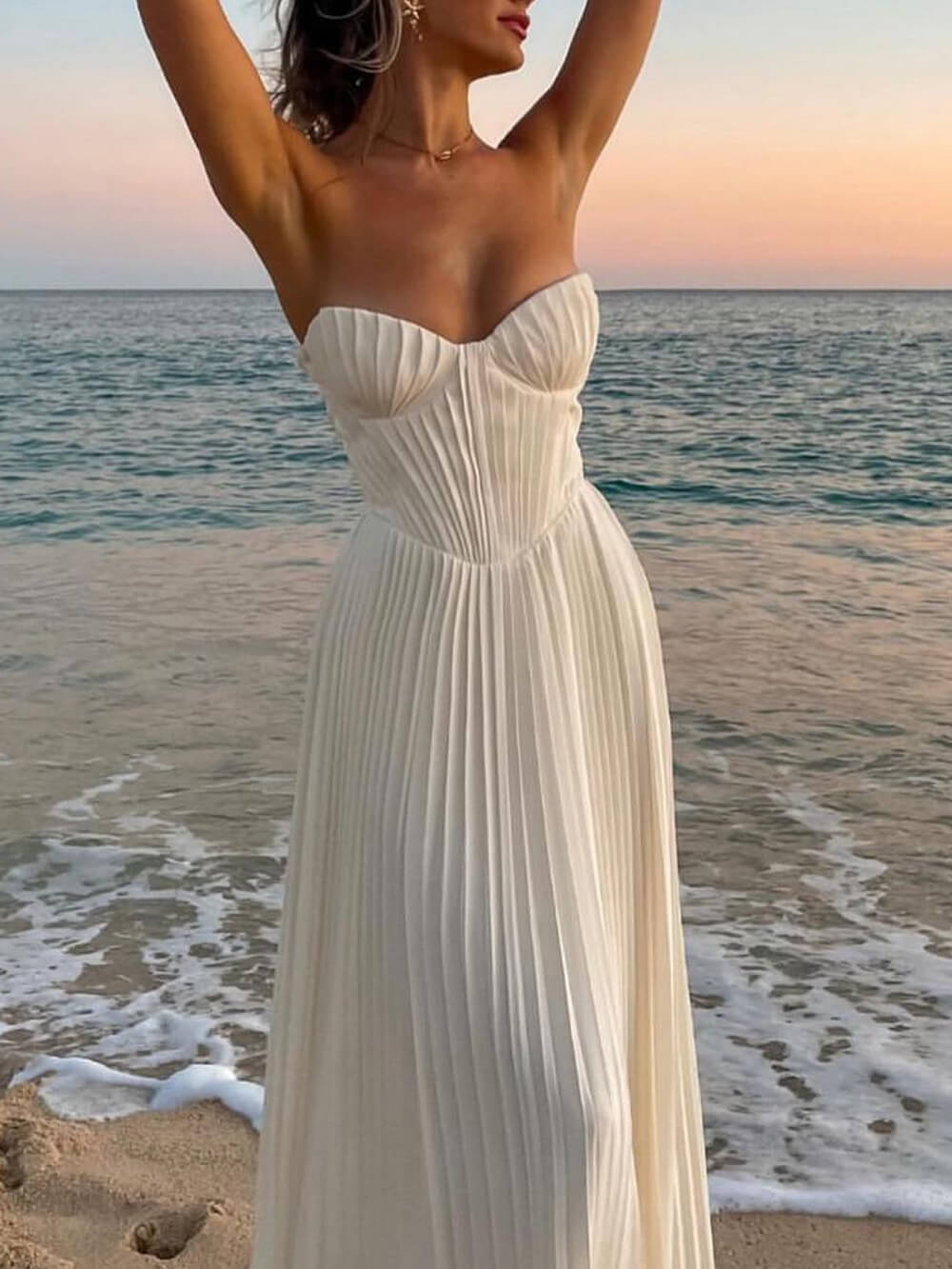 Louise | Elegante vestido sin tirantes con plisado