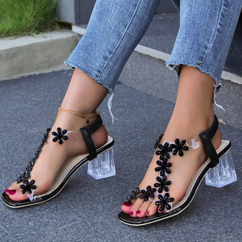 Fátima | Sandalias tacón transparente