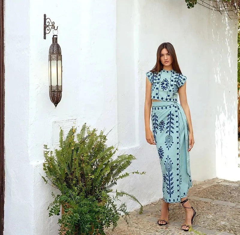 Michaela | Conjunto compuesto por top y falda larga