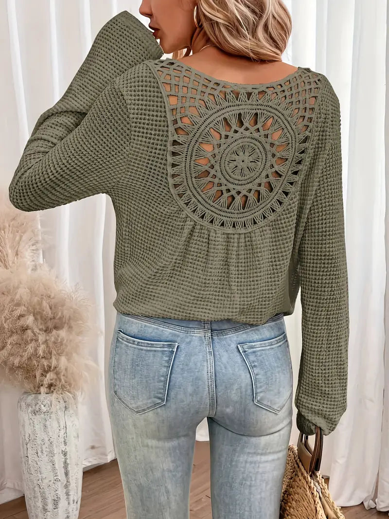 Sacha | Elegante camiseta con cuello en V y tejido de gofre