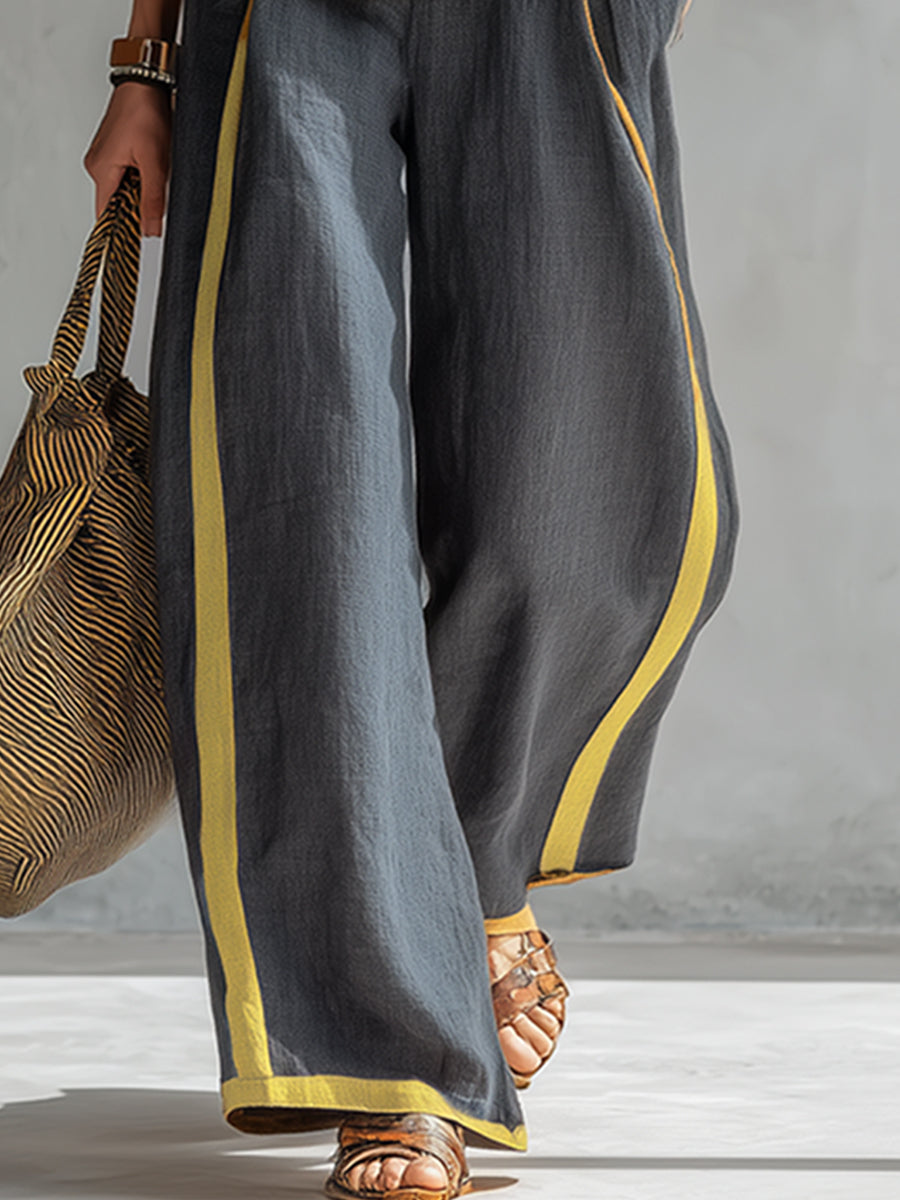 Karen | Conjunto completo de pantalón amplio y blusa sin mangas
