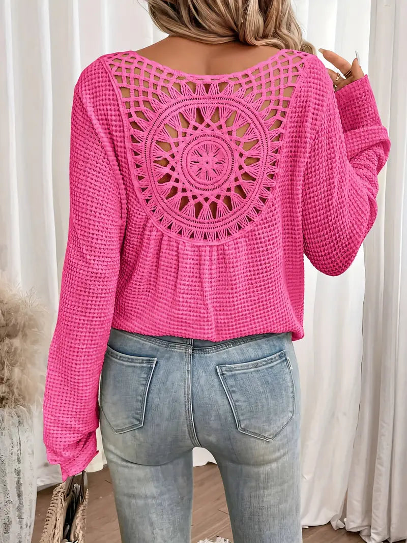 Sacha | Elegante camiseta con cuello en V y tejido de gofre