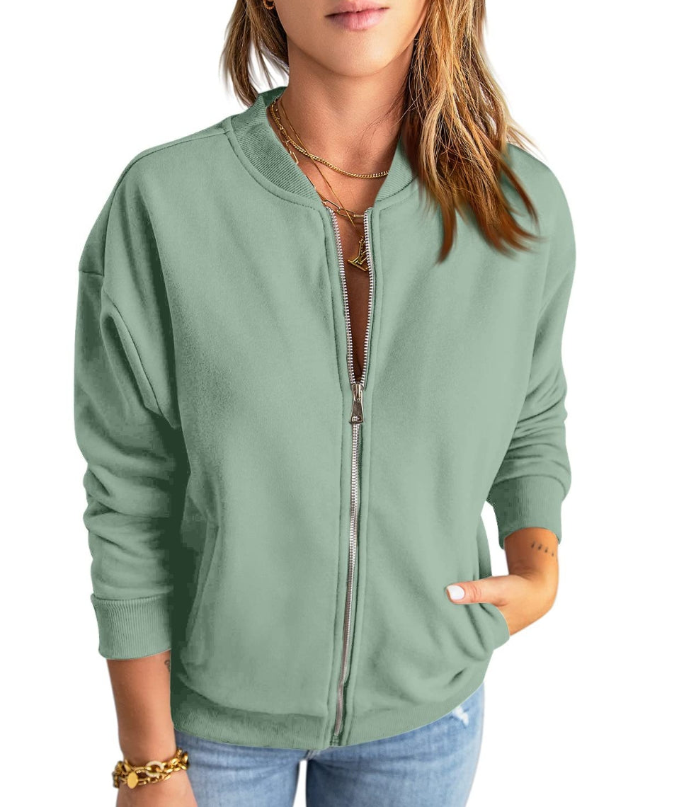 Juanita | Chaqueta informal con cremallera y cuello redondo.