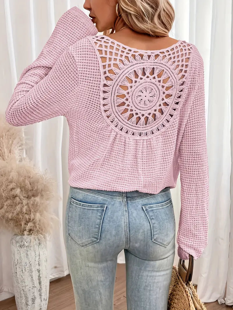 Sacha | Elegante camiseta con cuello en V y tejido de gofre