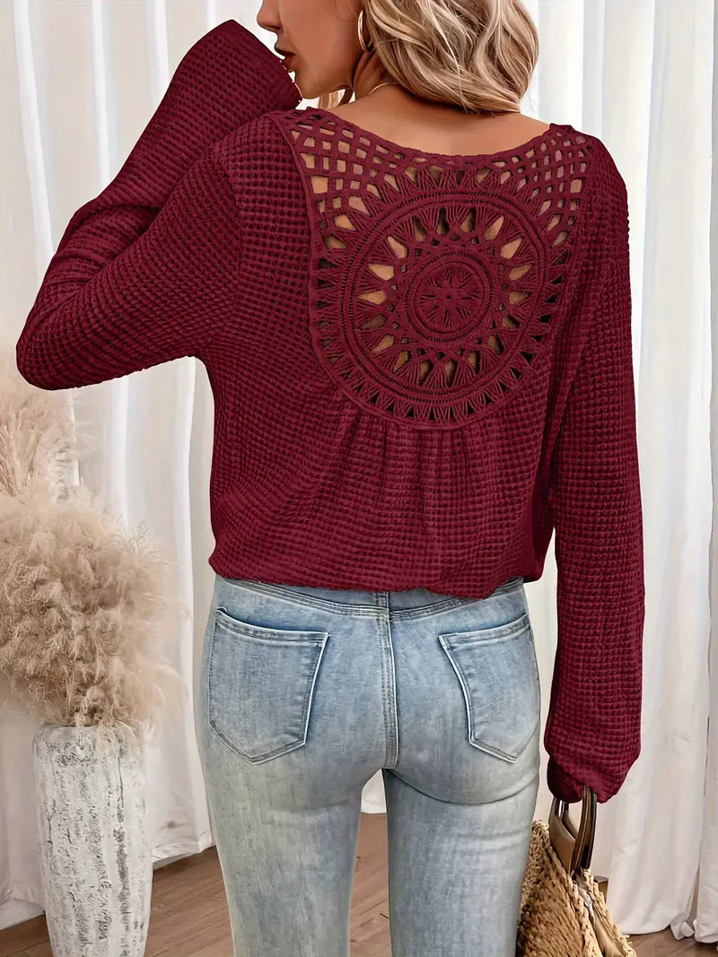 Sacha | Elegante camiseta con cuello en V y tejido de gofre