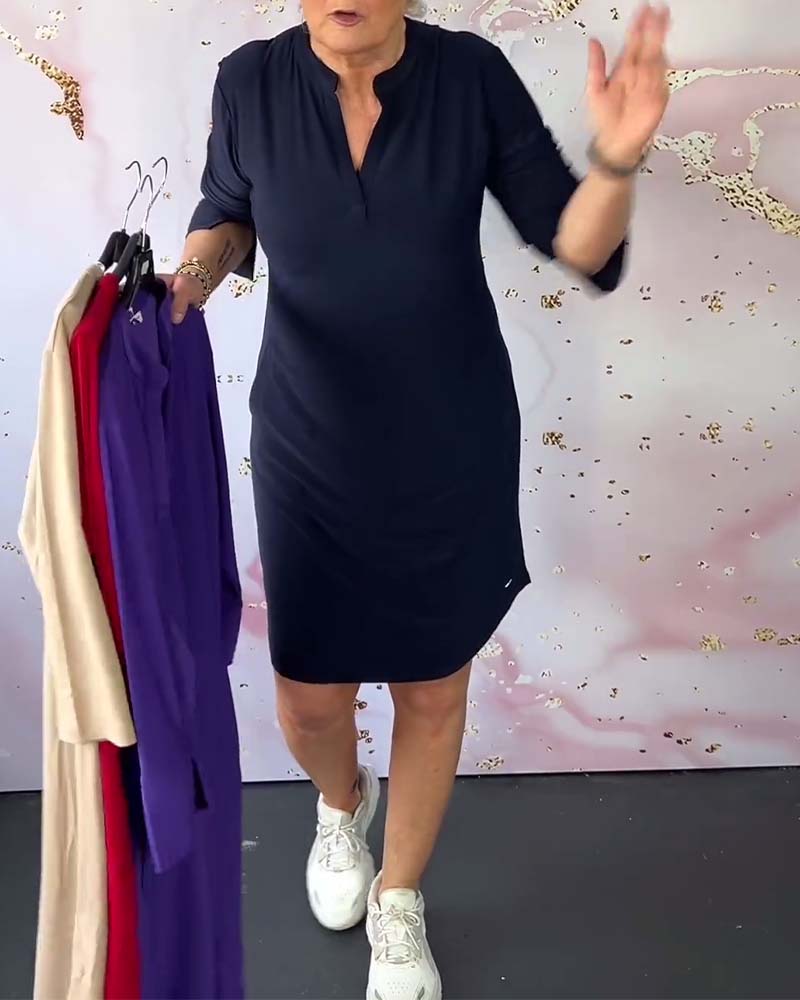 Hanneke |  Vestido liso con cuello en V