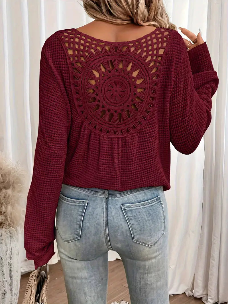 Sacha | Elegante camiseta con cuello en V y tejido de gofre