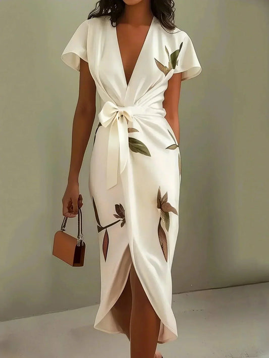 Juana | Vestido elegante cruzado con estampado floral