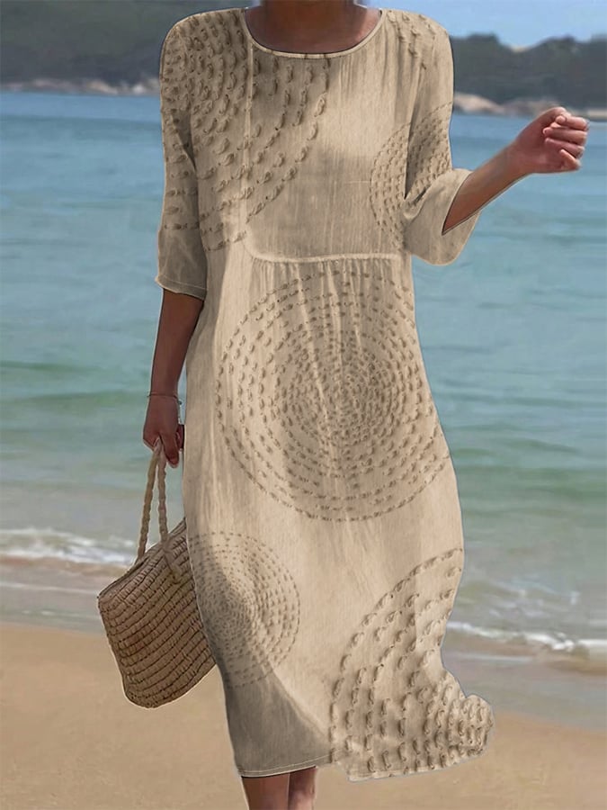 Mira | Vestido ligero de lino con detalles bordados y mangas