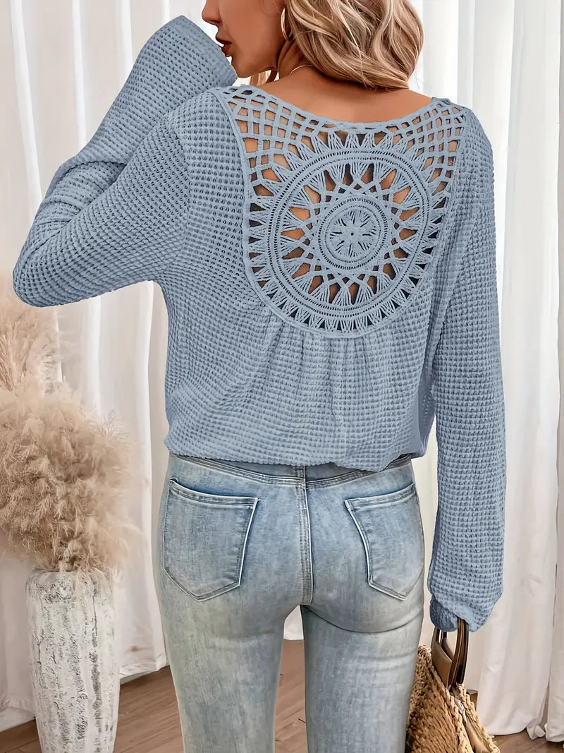 Sacha | Elegante camiseta con cuello en V y tejido de gofre