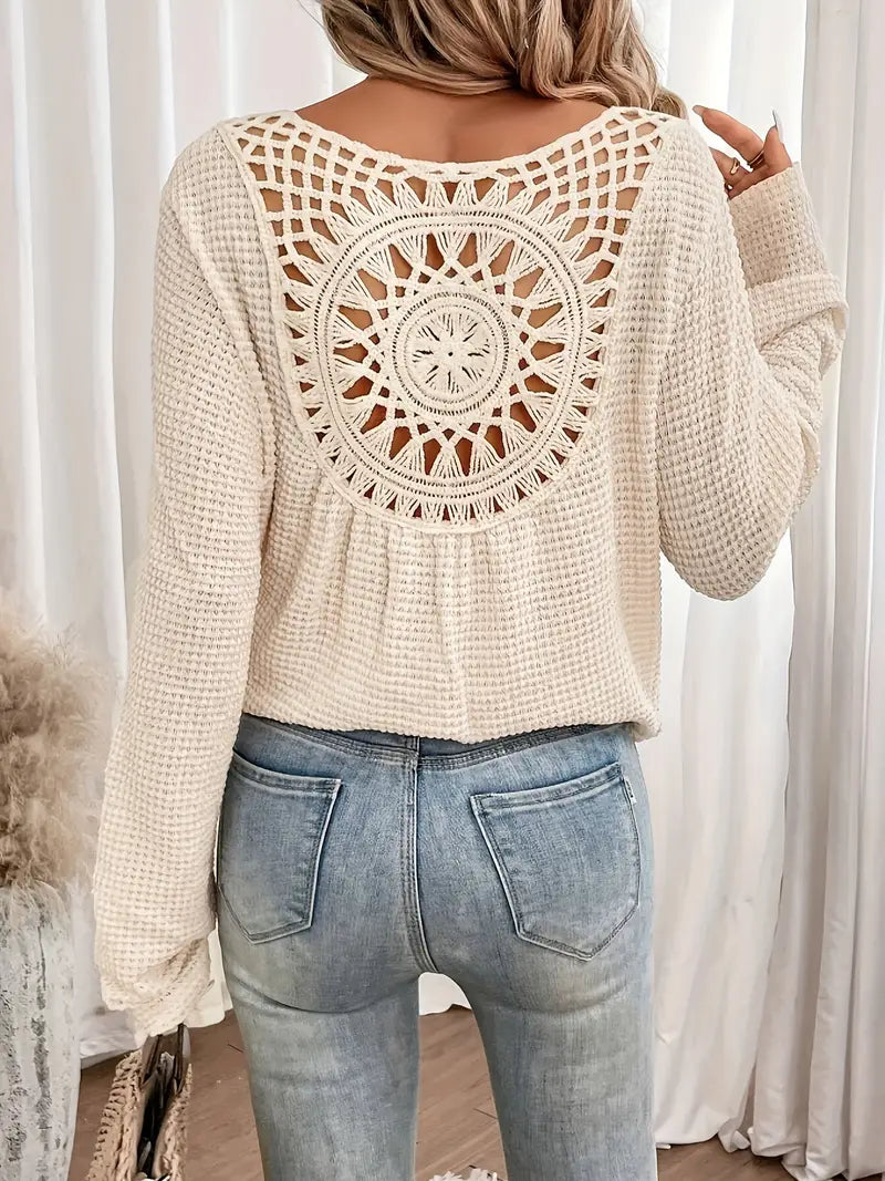 Sacha | Elegante camiseta con cuello en V y tejido de gofre
