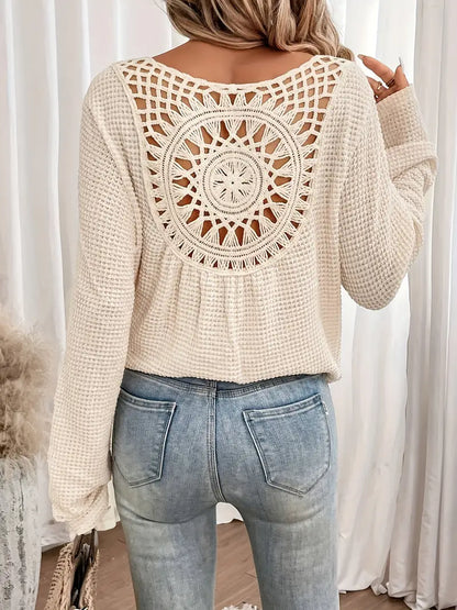 Sacha | Elegante camiseta con cuello en V y tejido de gofre