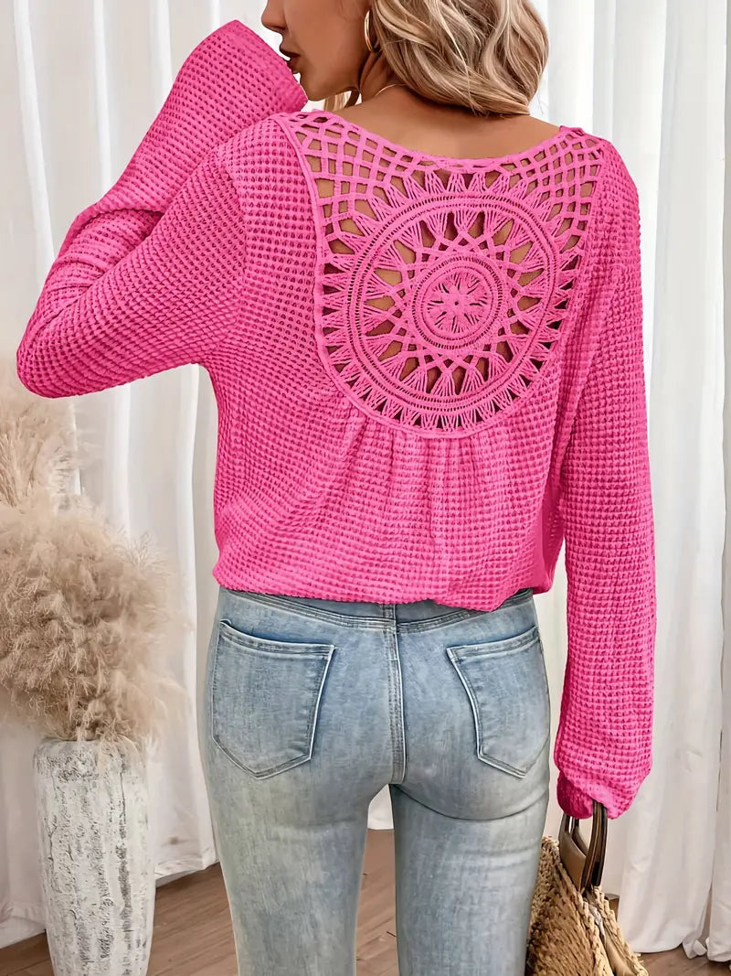 Sacha | Elegante camiseta con cuello en V y tejido de gofre