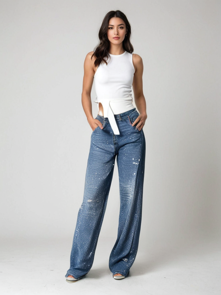 Gertrud | Jeans perlas diamante