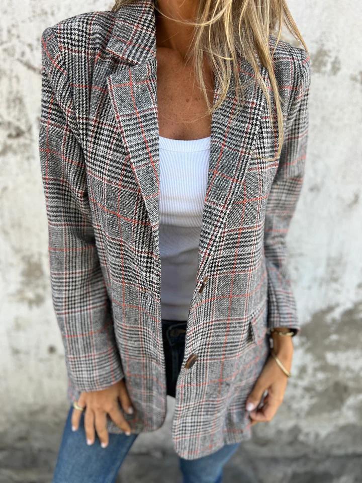 Maria | Blazer informal a cuadros con solapa