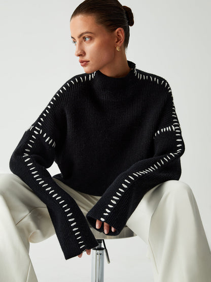 Alma | Jersey oversize de cuello alto con detalles de piqué