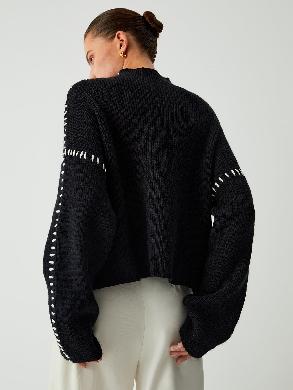 Alma | Jersey oversize de cuello alto con detalles de piqué