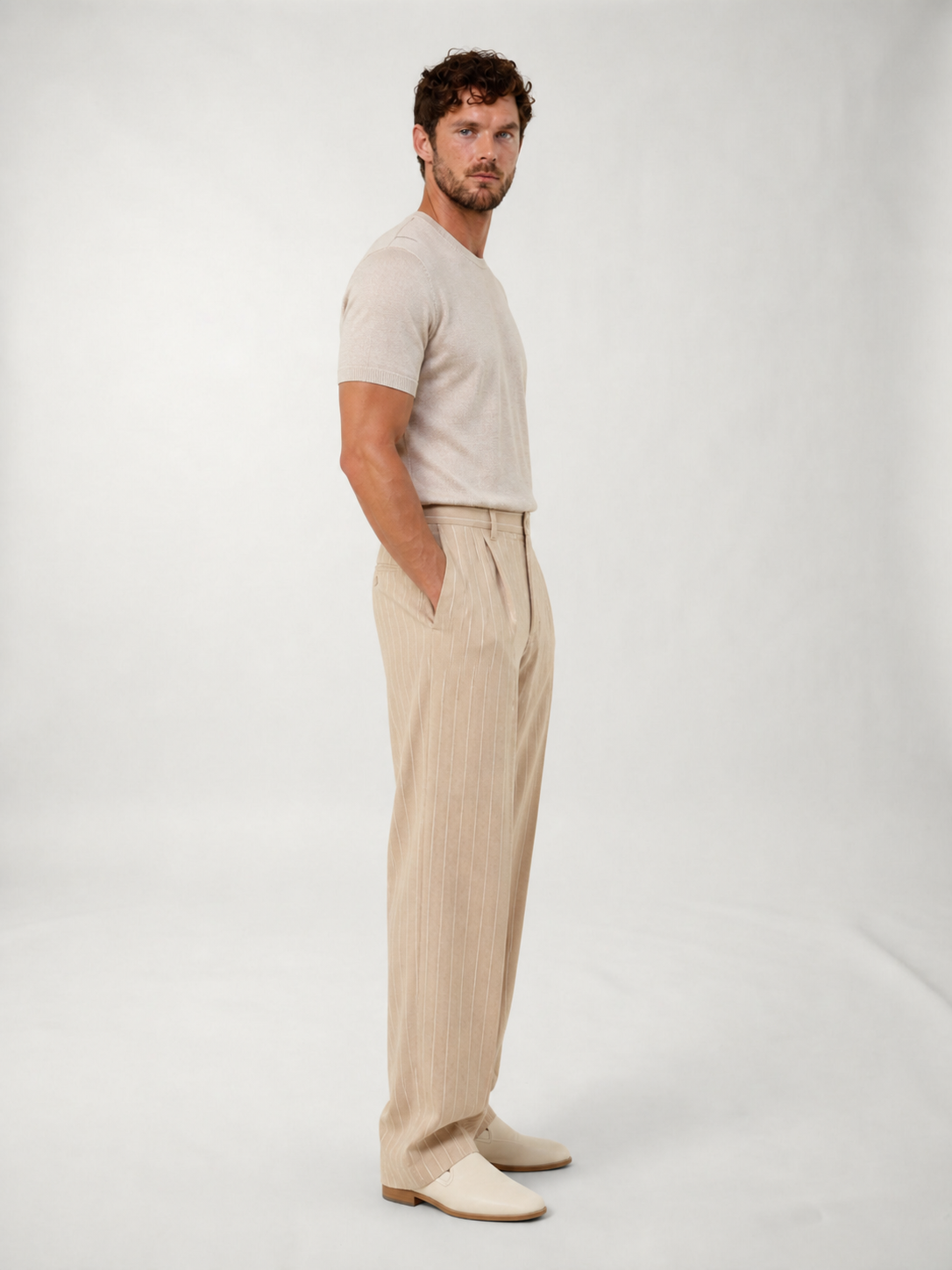 Pantalones de Lino a Rayas