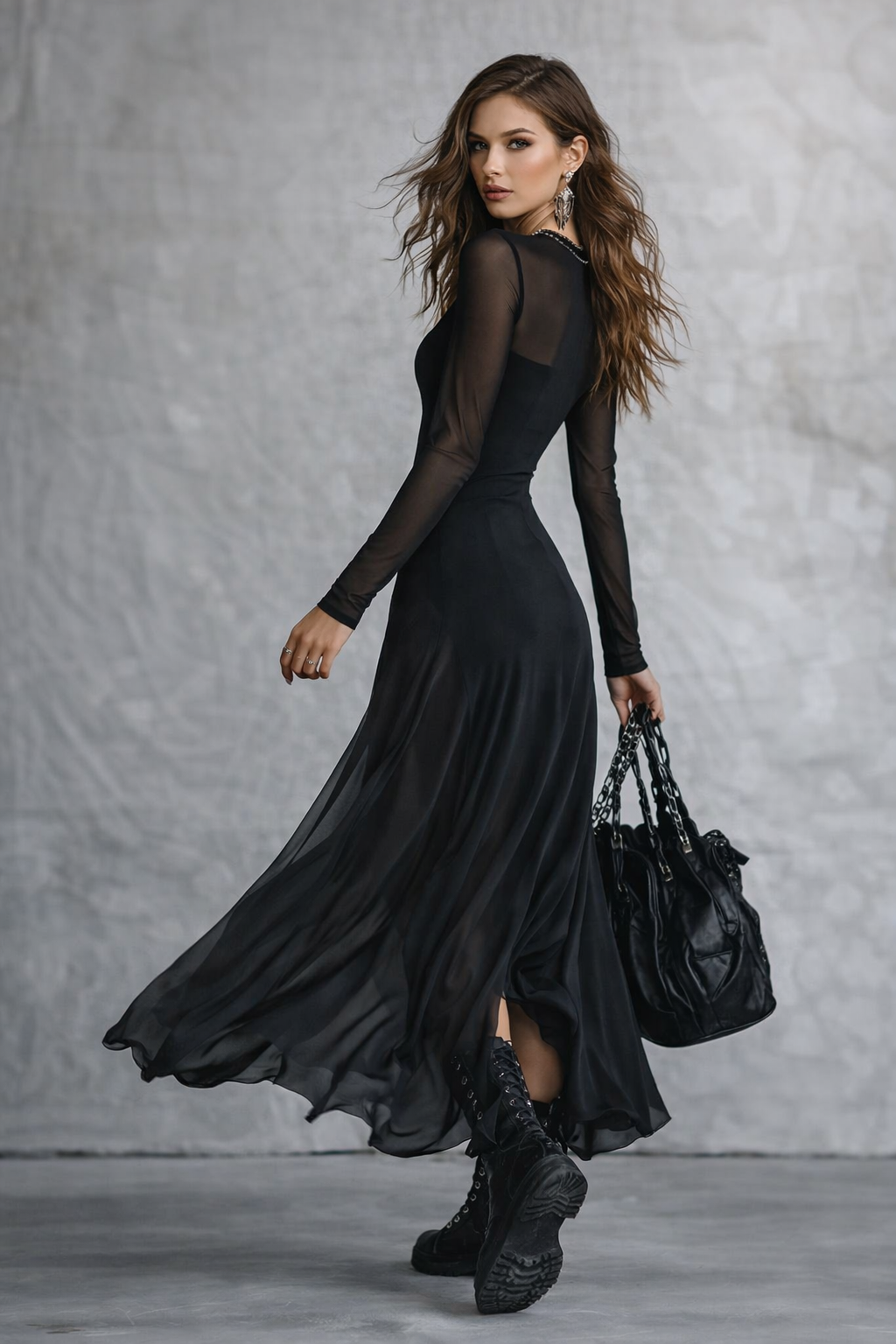 Trinidad | Vestido largo holgado de tul negro