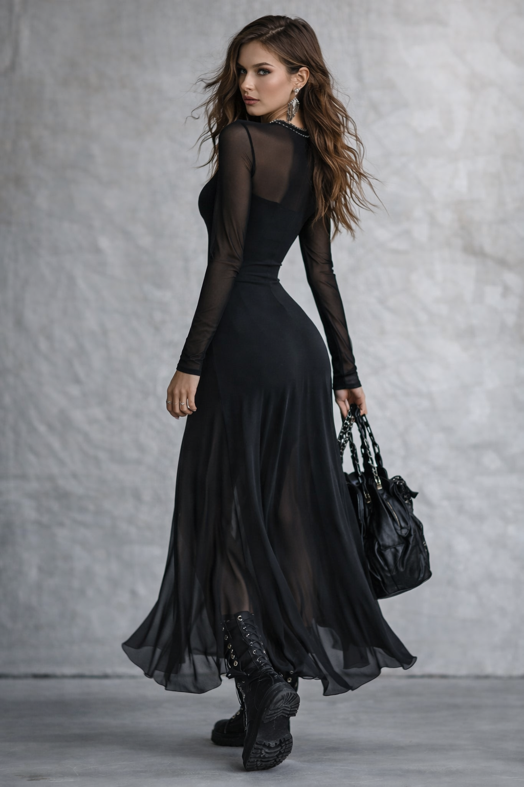 Trinidad | Vestido largo holgado de tul negro