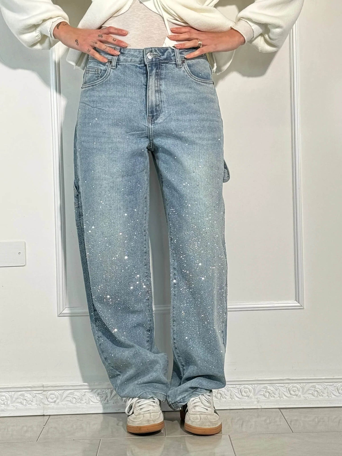 Gertrud | Jeans perlas diamante