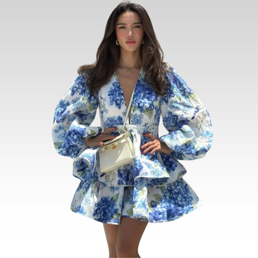 Isabella | Elegante vestido con volantes y mangas abullonadas