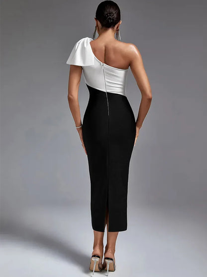 Féline | Vestido lazo blanco negro