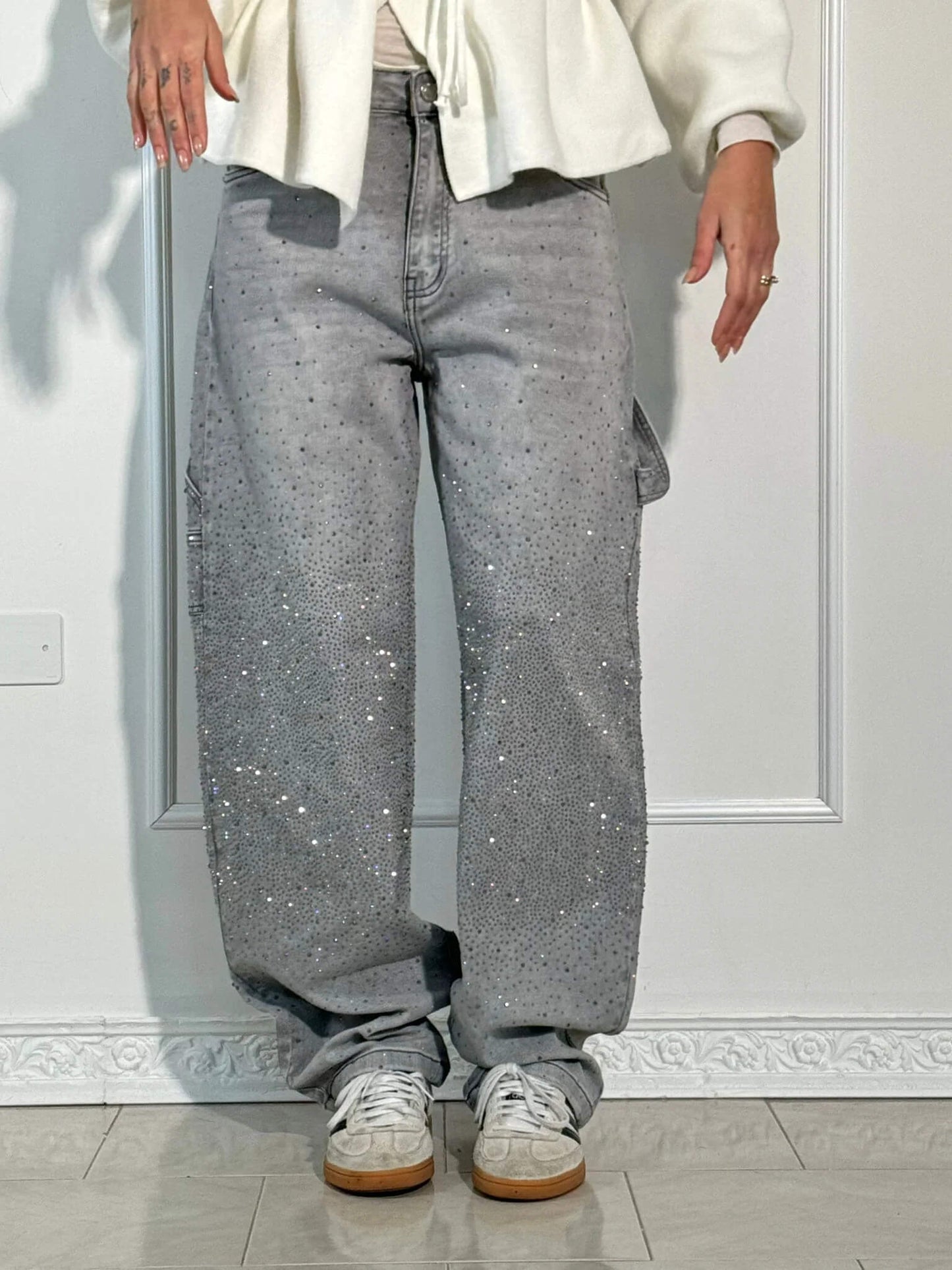Gertrud | Jeans perlas diamante