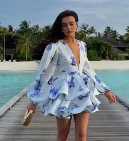 Isabella | Elegante vestido con volantes y mangas abullonadas