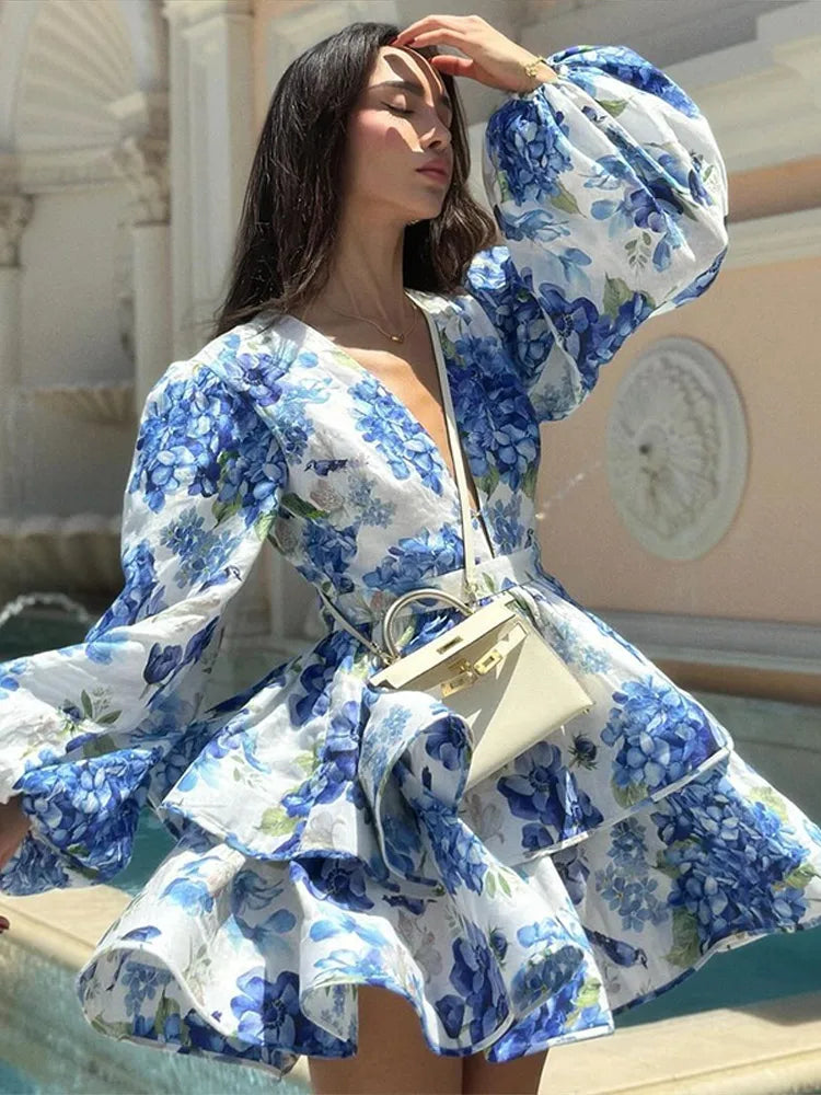Isabella | Elegante vestido con volantes y mangas abullonadas