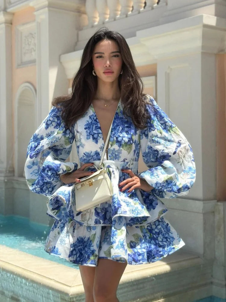 Isabella | Elegante vestido con volantes y mangas abullonadas