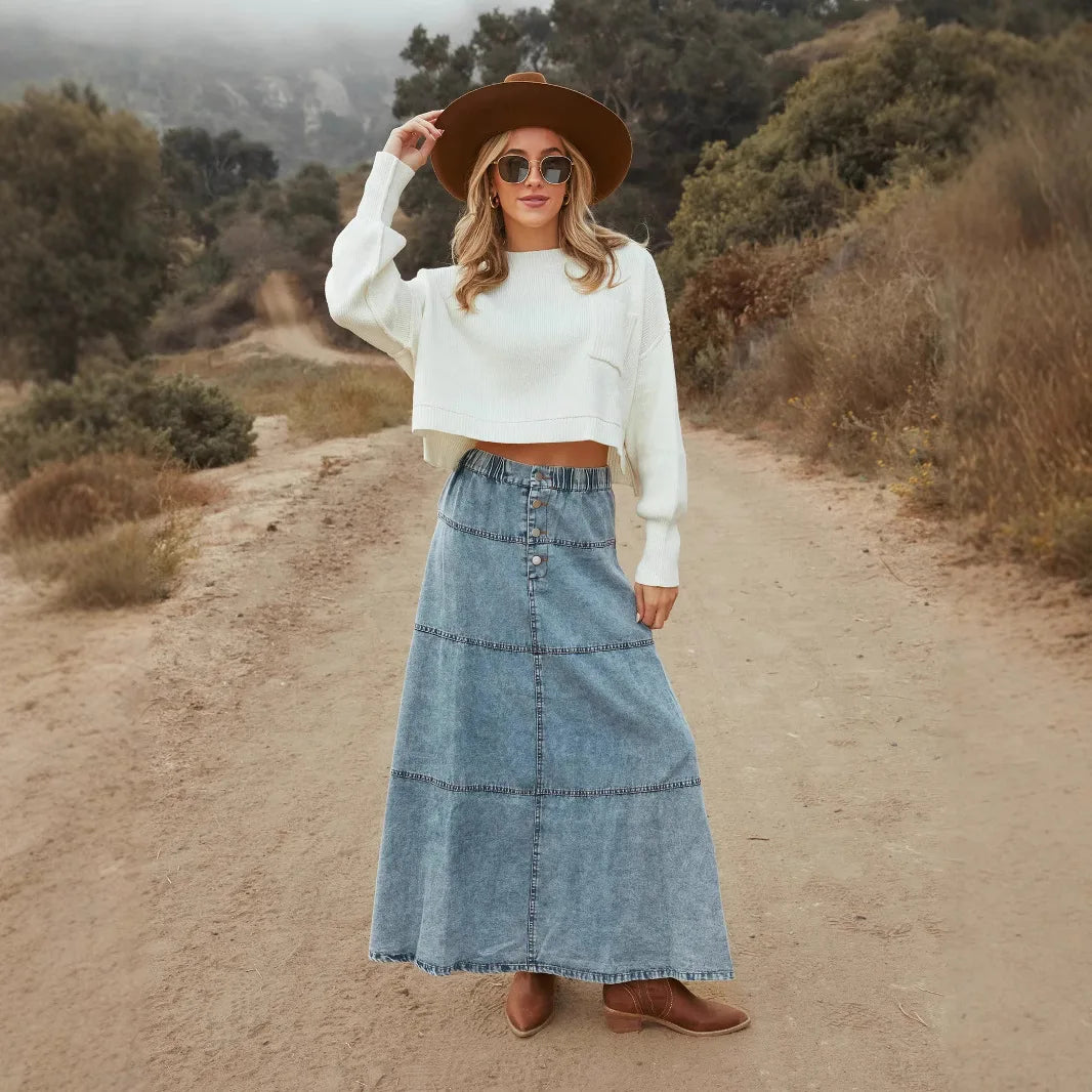 Linda | Falda vaquera maxi