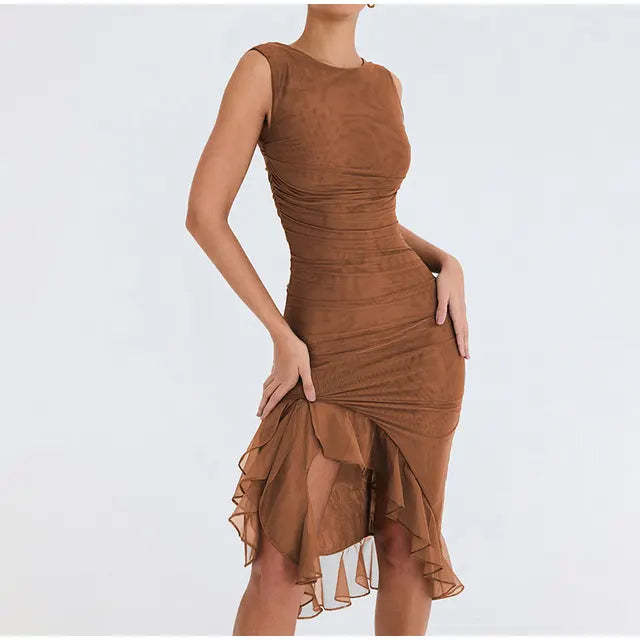 Rozz | Vestido midi con volantes