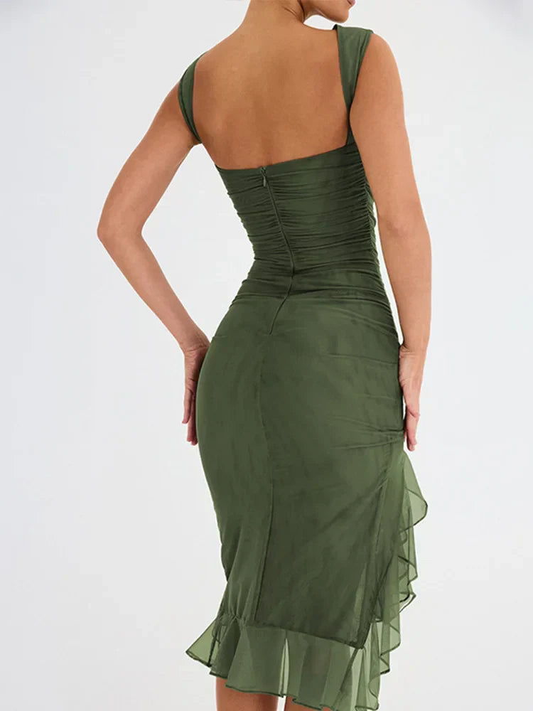 Rozz | Vestido midi con volantes