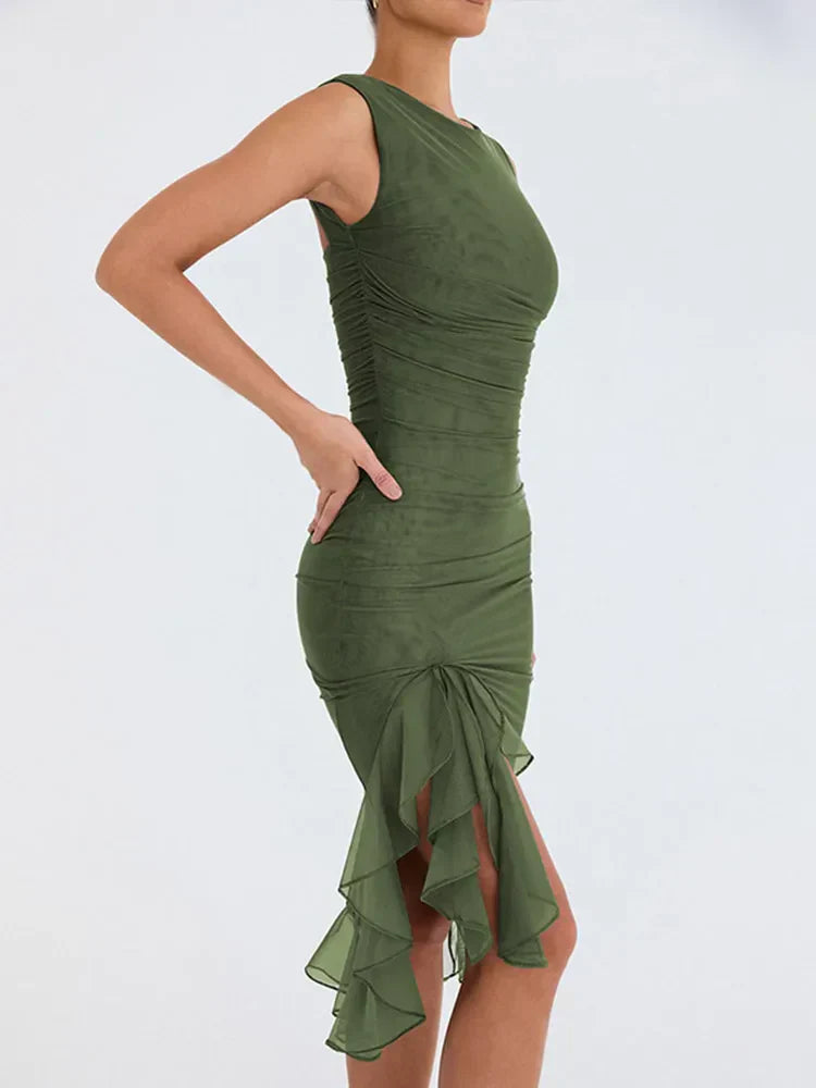 Rozz | Vestido midi con volantes