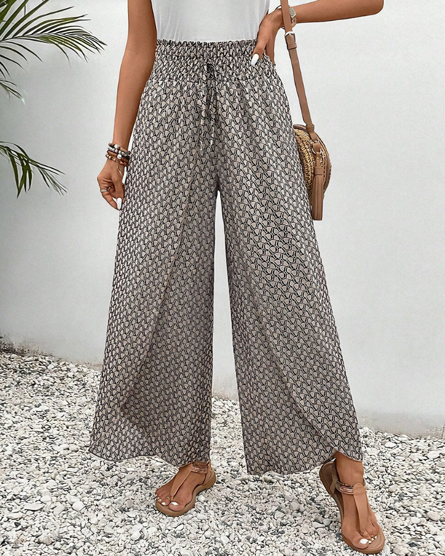 Stella | Pantalones Lisette con pierna ancha y estampado geométrico