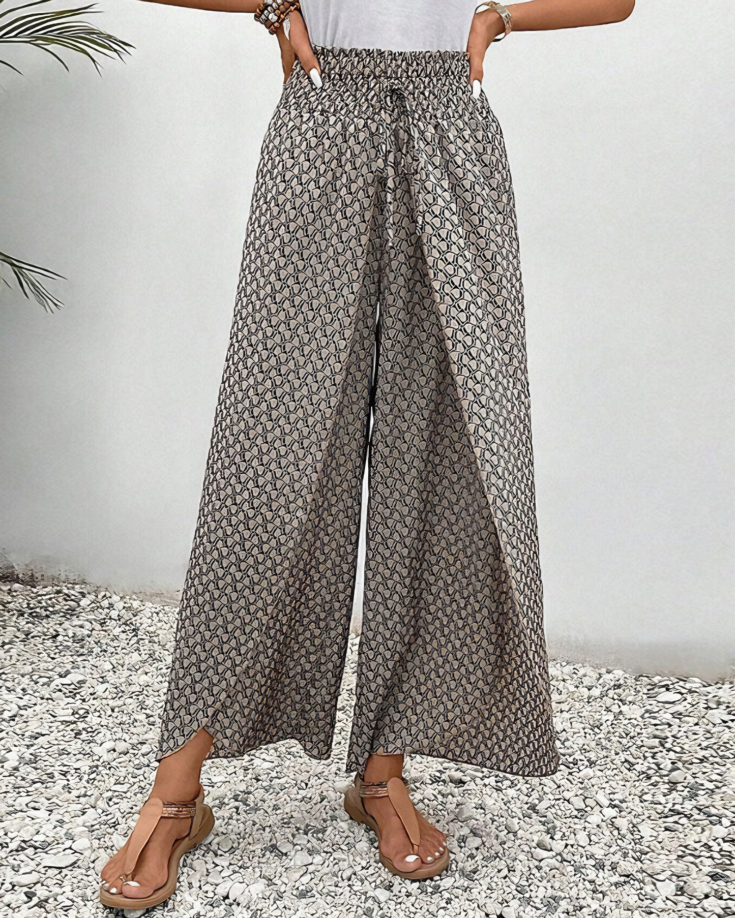 Stella | Pantalones Lisette con pierna ancha y estampado geométrico