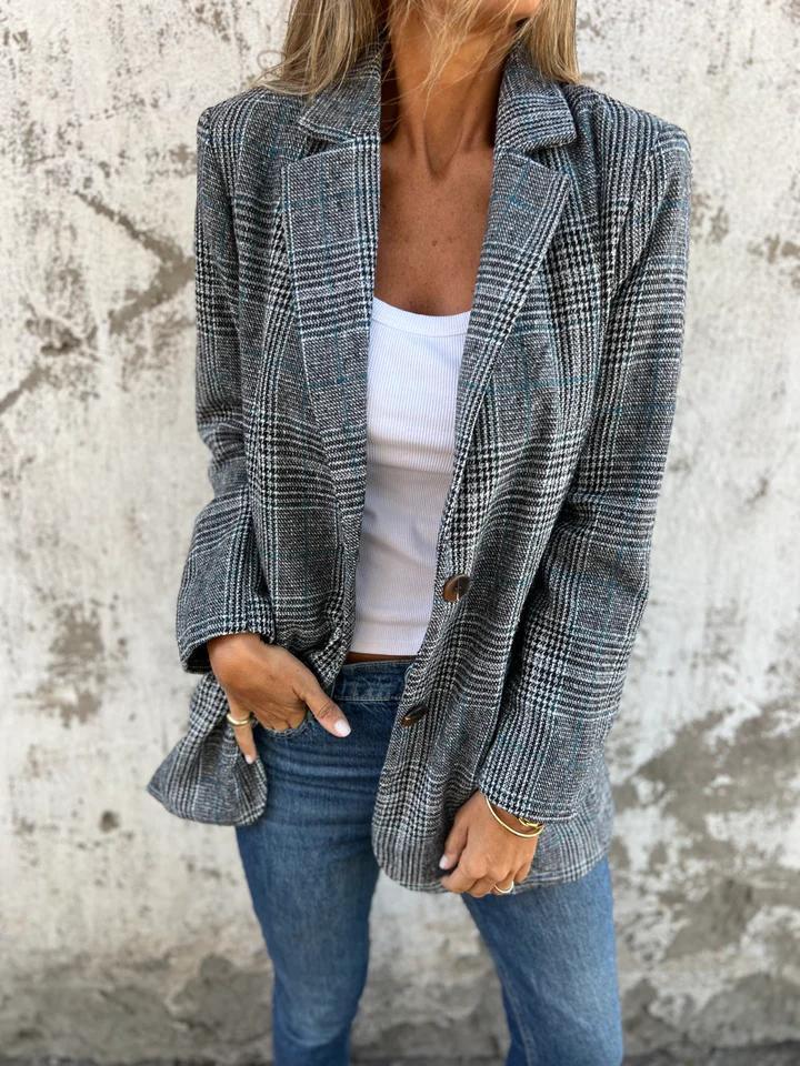 Maria | Blazer informal a cuadros con solapa