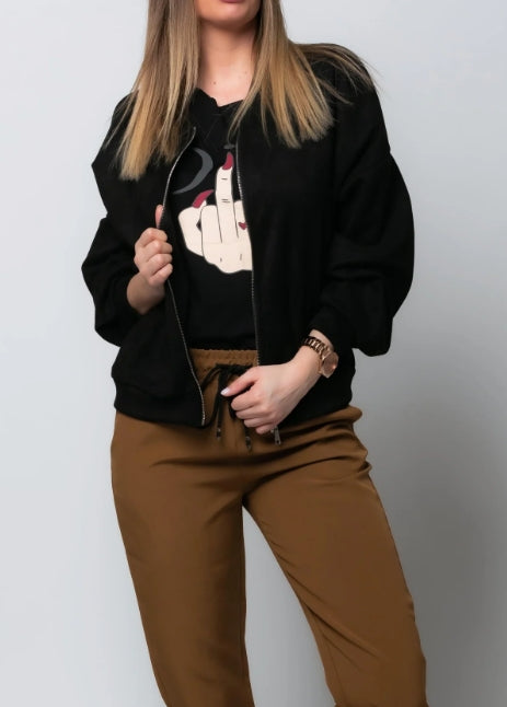 Juanita | Chaqueta informal con cremallera y cuello redondo.