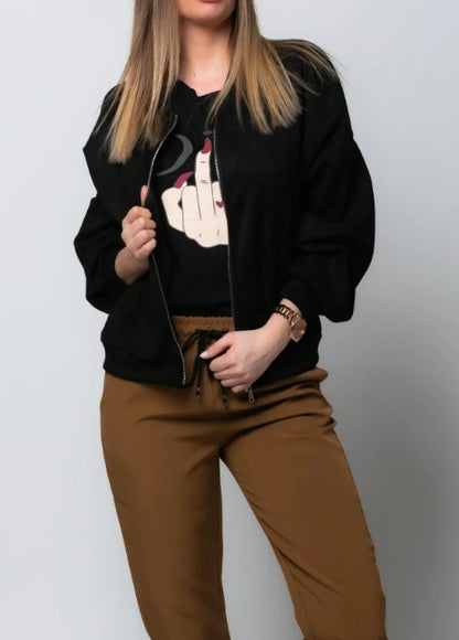 Juanita | Chaqueta informal con cremallera y cuello redondo.