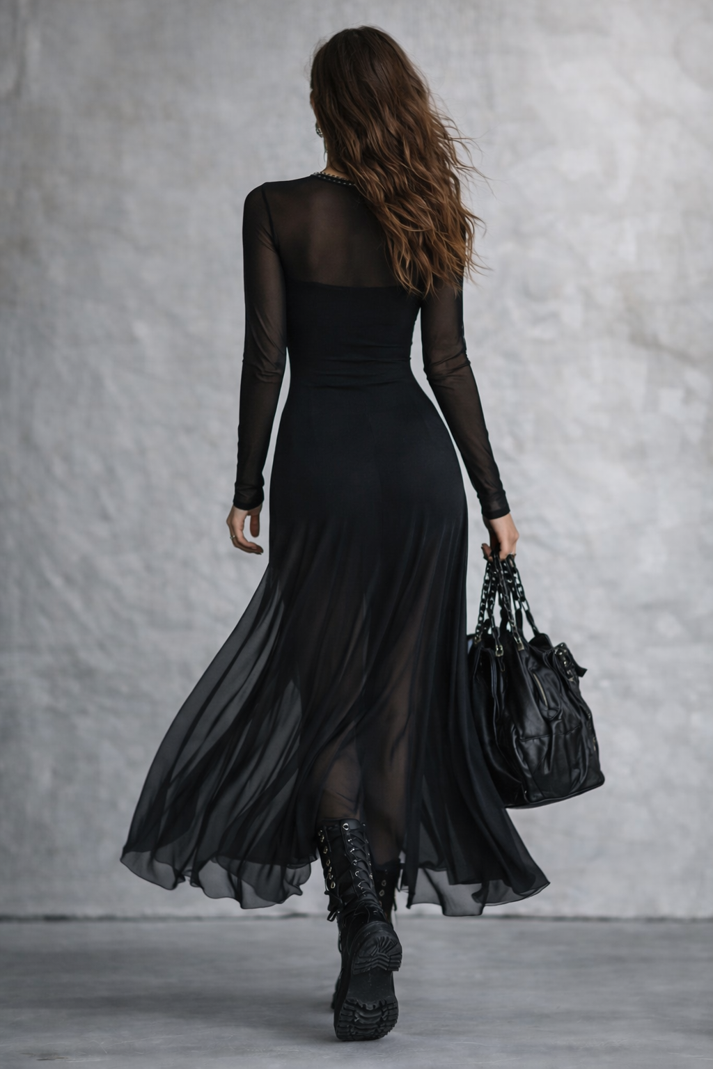 Trinidad | Vestido largo holgado de tul negro